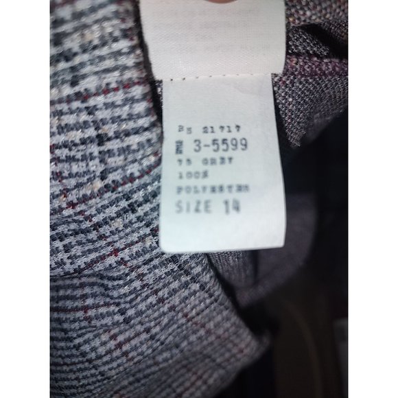 70's Vintage 3PC Red, Black, White & Grey Plaid Polyester Suit  Montgomery Ward - Picture 12 of 13